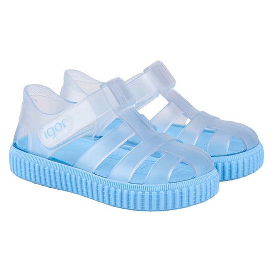 Igor Nico Cristal Jelly Sandal Baby Blue Sole and Clear Upper