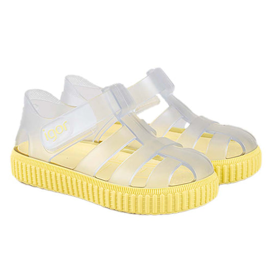 Igor Nico Cristal Jelly Sandal Yellow Amarillo Sole and Clear Upper