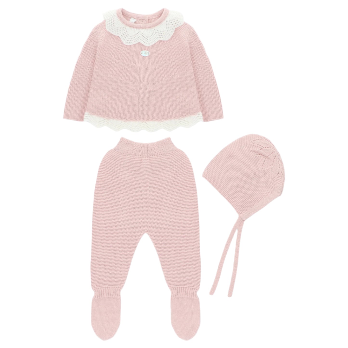 Martin Aranda Girls Knitted Blush Pink 3PC Set