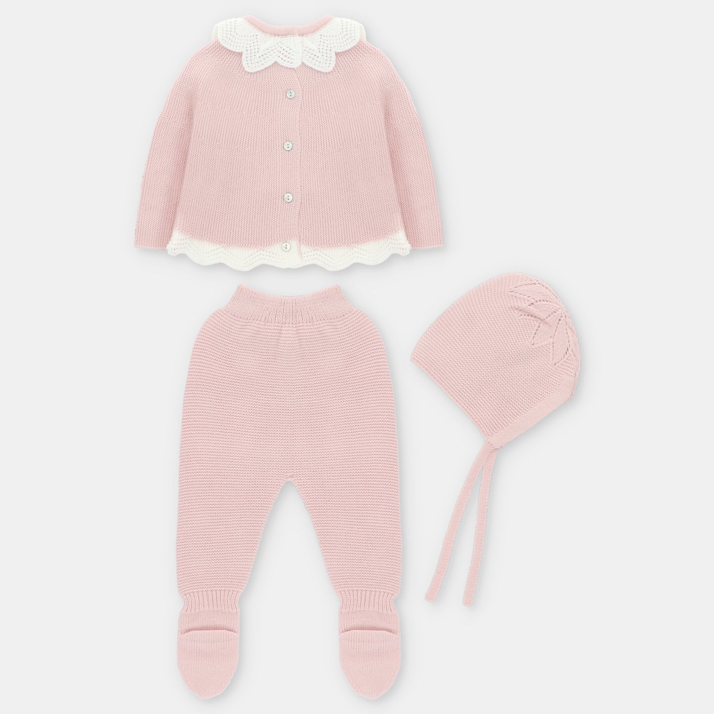 Martin Aranda Girls Knitted Blush Pink 3PC Set *Preorder