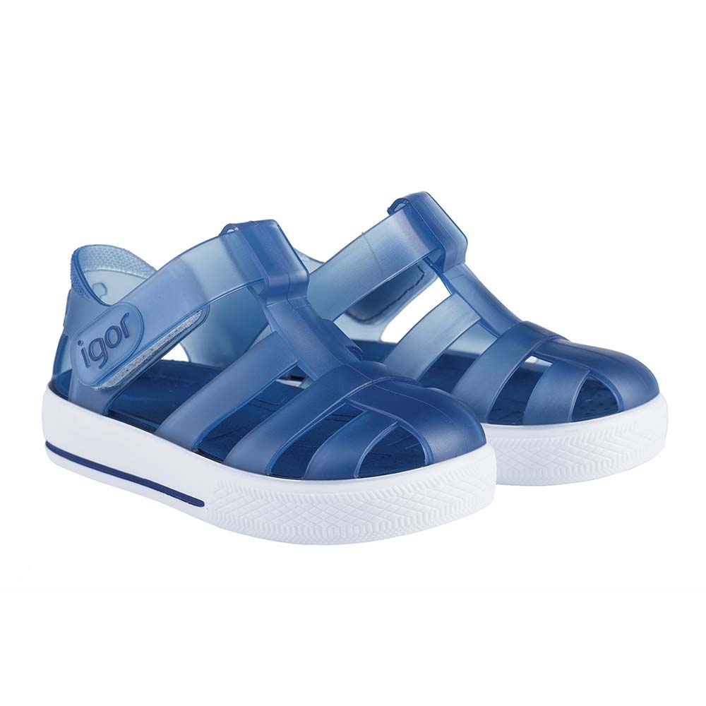 Igor Jellies Star Transparent Marine Navy Blue Sandal Dolly Day Dreams Little Dudes