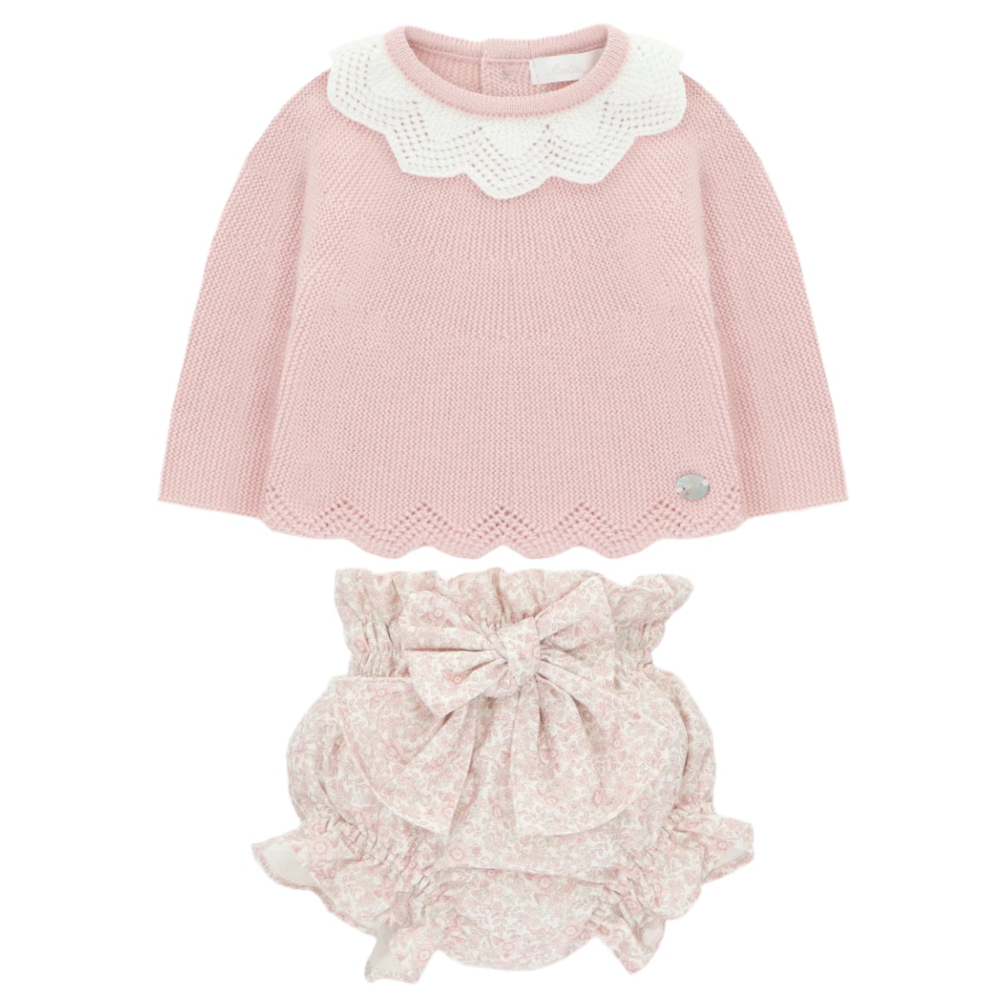 Martin Aranda Girls Knitted Blush Pink Jam Pants Set
