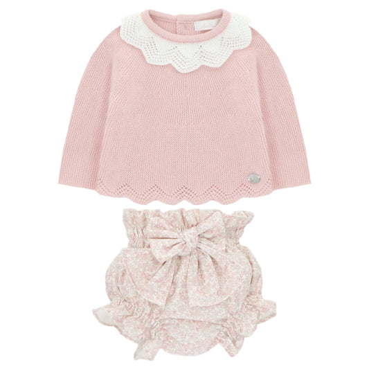 Martin Aranda Girls Knitted Blush Pink Jam Pants Set