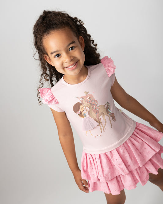 Caramelo Kids Girls Pink Diamonte Unicorn Dress 