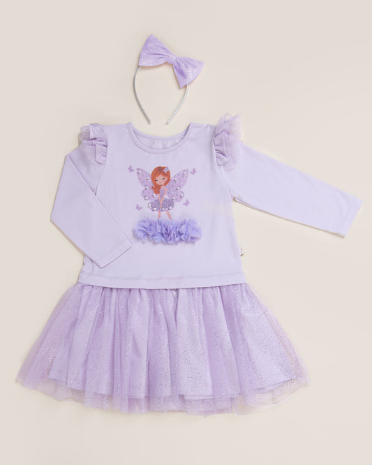 Caramelo Kids Girls Lilac Tulle Fairy Sparkle Dress