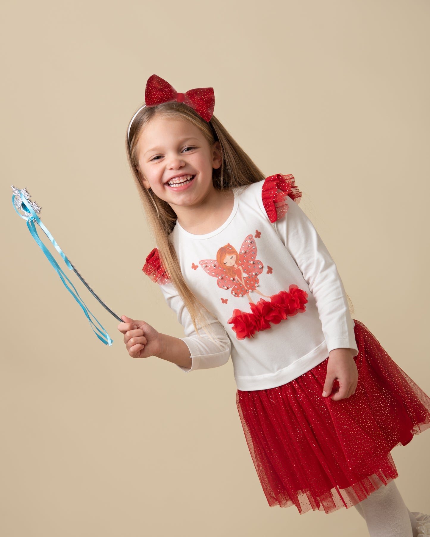 Caramelo Kids Girls Red Tulle Fairy Sparkle Dress