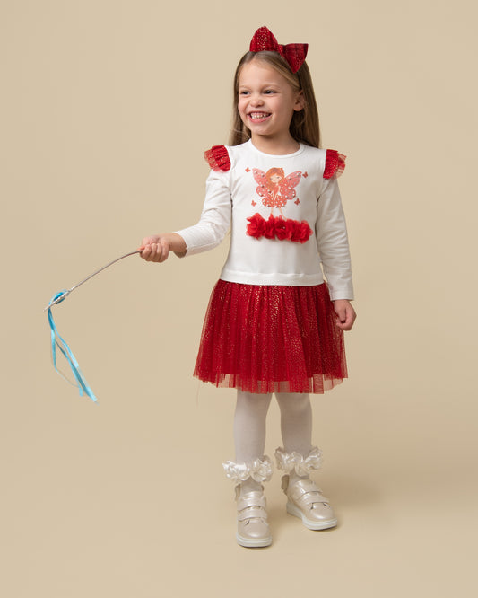 Caramelo Kids Girls Red Tulle Fairy Sparkle Dress