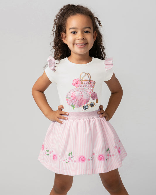Caramelo Kids Girls Pink Holiday Essentials Skirt Set 