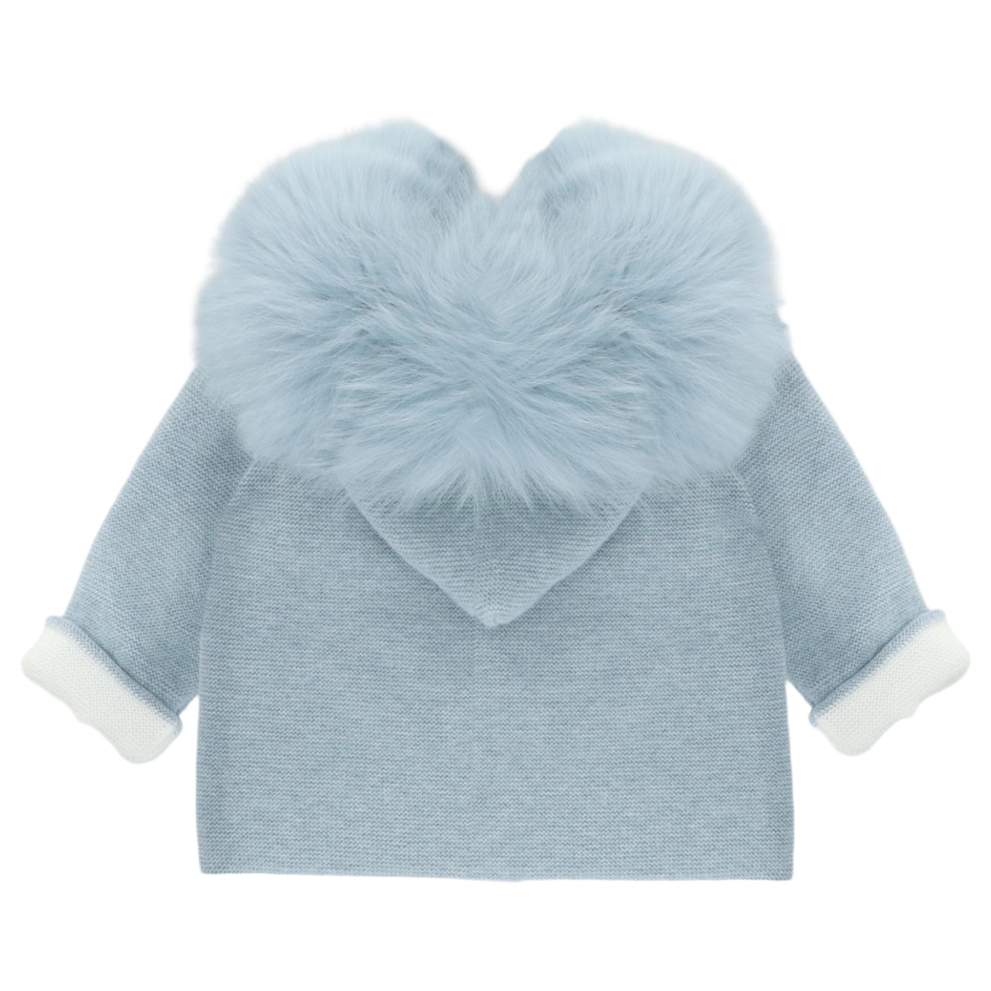 Martin Aranda Boys Knitted Blue Real Fur Hooded Coat