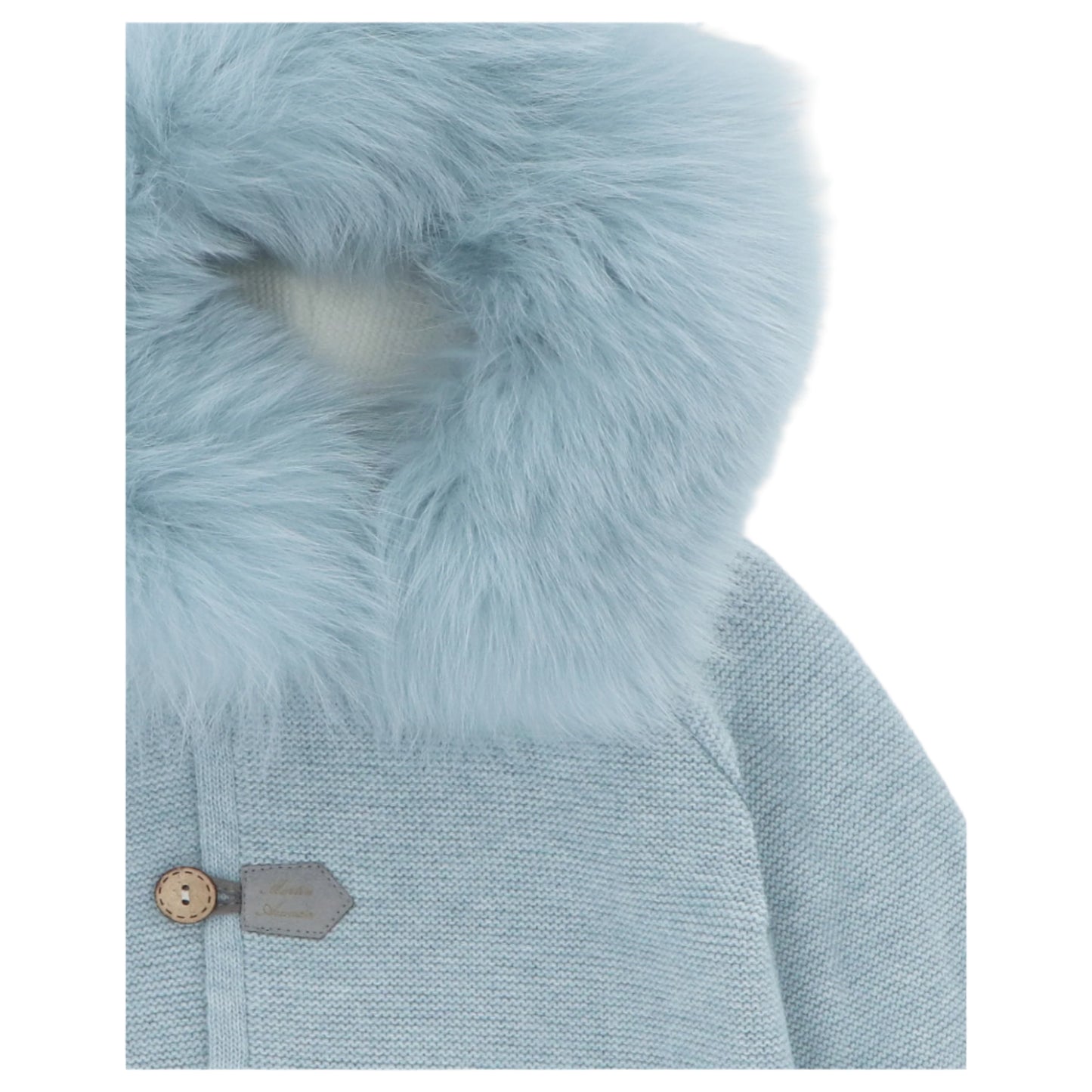 Martin Aranda Boys Knitted Blue Real Fur Hooded Coat