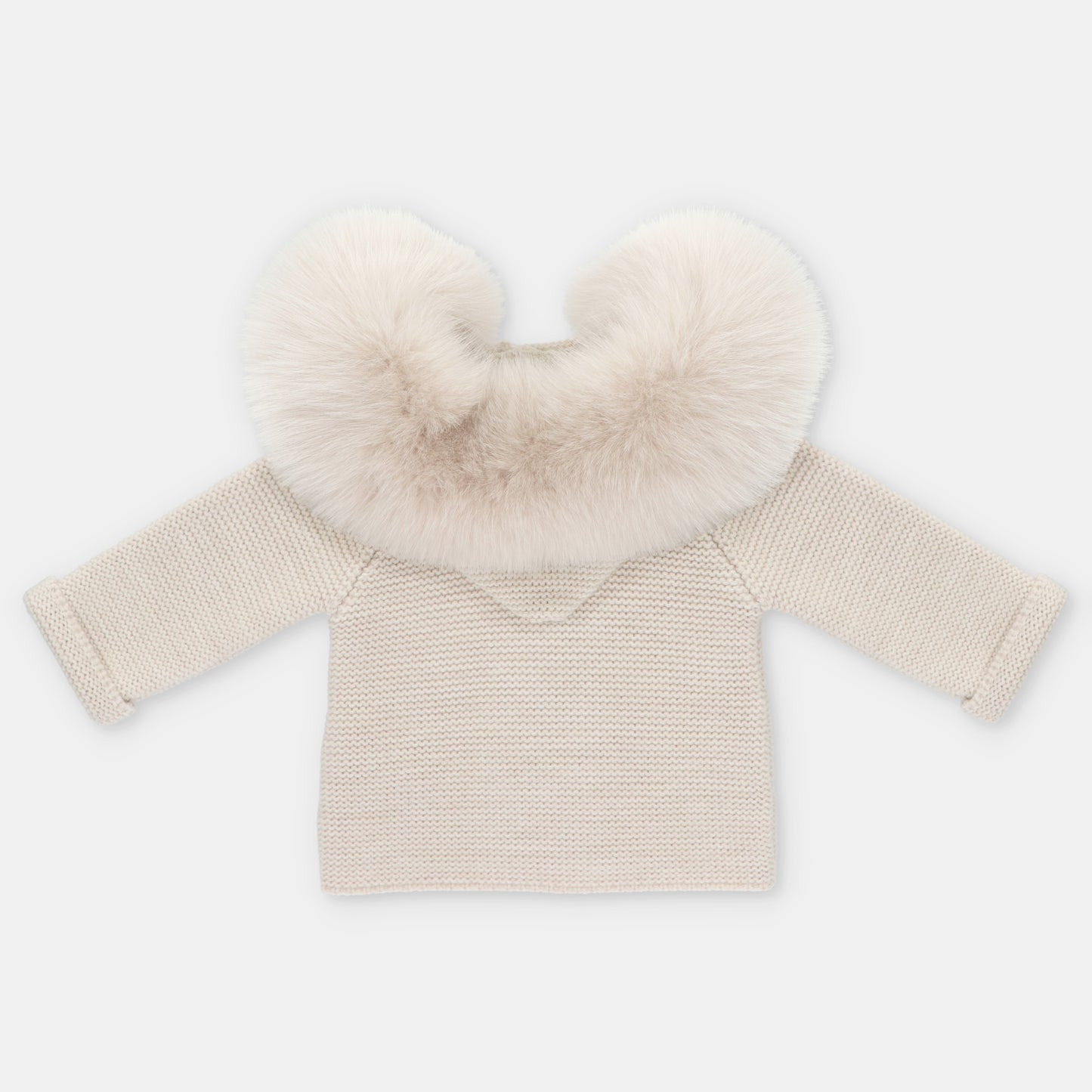 Martin Aranda Boys Knitted Stone Fur Hooded Coat