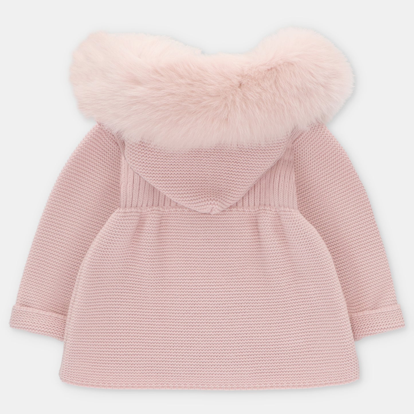 Martin Aranda Girls Knitted Blush Pink Fur Hooded Coat *Preorder
