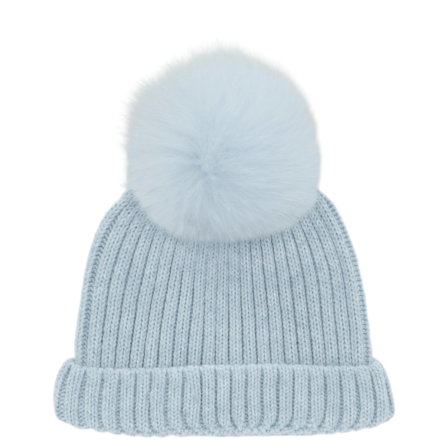 Martin Aranda Boys Knitted Blue Real Fur Hat