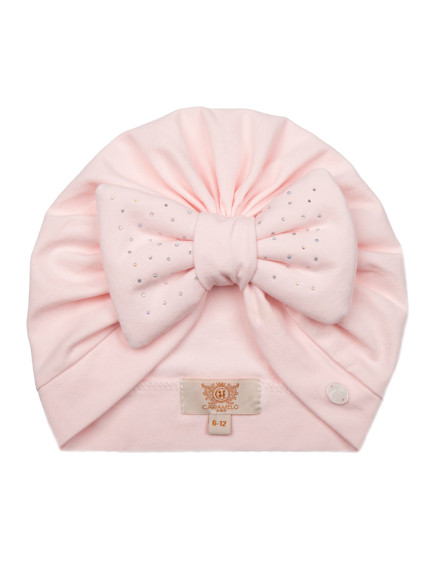 Caramelo Kids Baby Pink Diamonte Bow Turban