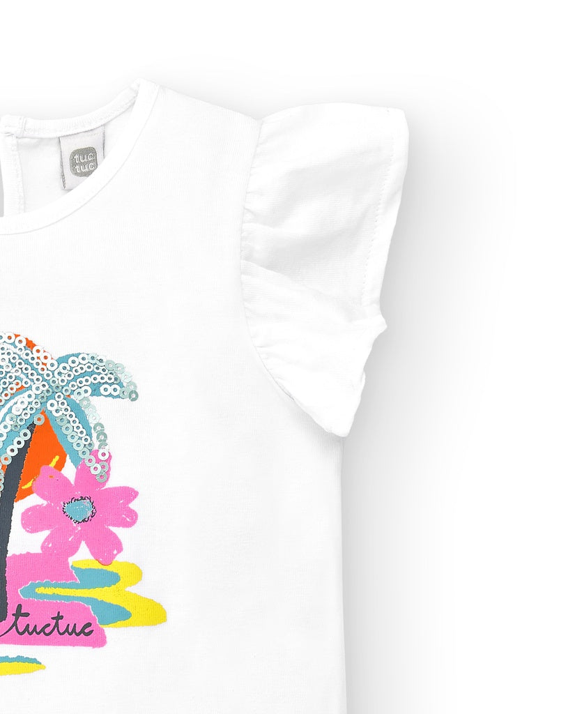 Tuc Tuc Girls Laguna Beach White T shirt & Striped Skirt Set