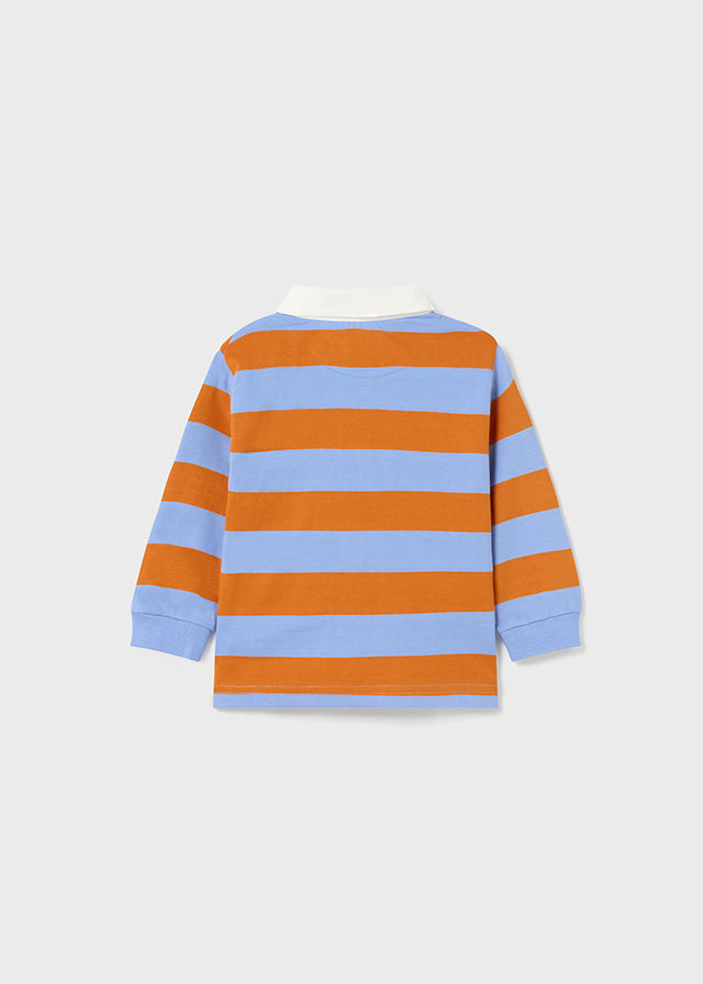 Mayoral Toddler Boys Sky & Orange Long Sleeved striped polo