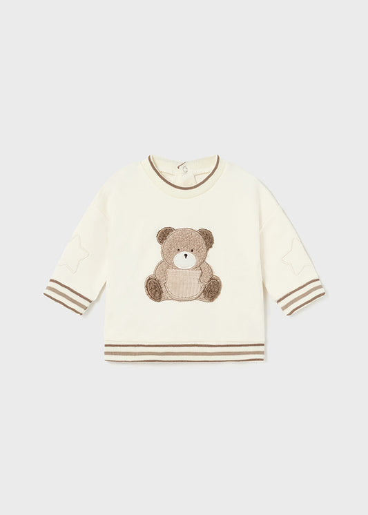 Mayoral Baby Boys Ivory Bear Cotton Sweatshirt