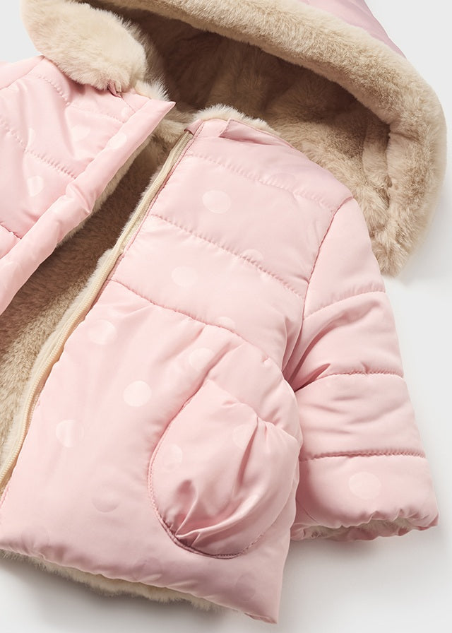 Mayoral Baby Girls Pink & Beige Reversible Coat
