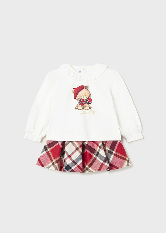 Mayoral Toddler Girl Red Tartan skirt & Matching T shirt