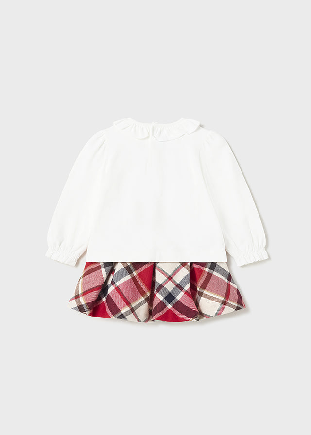Mayoral Toddler Girl Red Tartan skirt & Matching T shirt