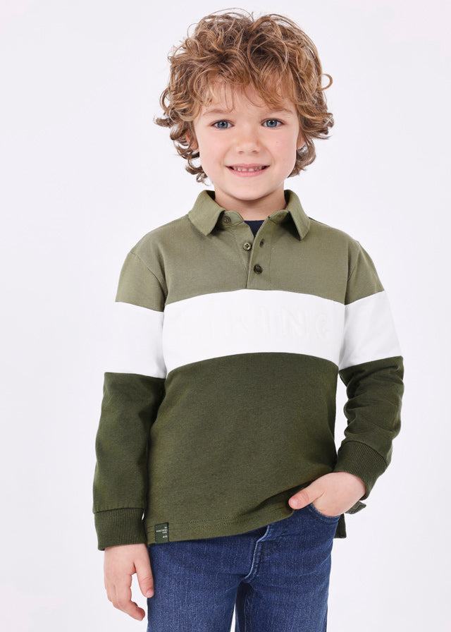 Mayoral Boys Green Colourblock Cotton Polo Shirt