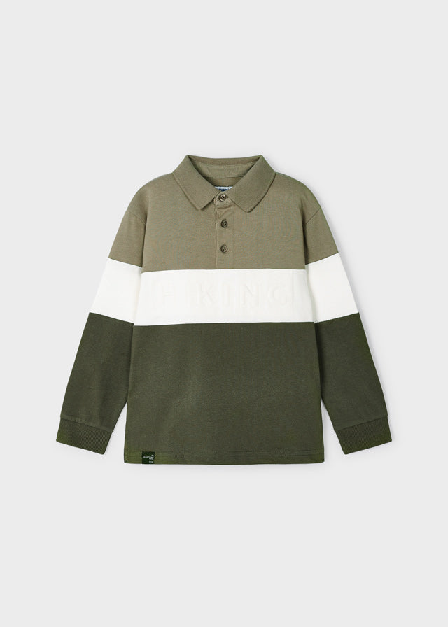 Mayoral Boys Green Colourblock Cotton Polo Shirt