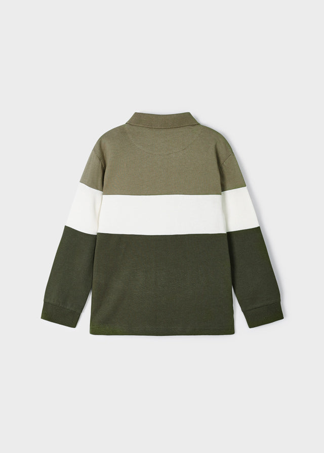 Mayoral Boys Green Colourblock Cotton Polo Shirt