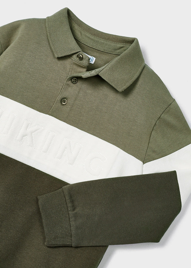 Mayoral Boys Green Colourblock Cotton Polo Shirt