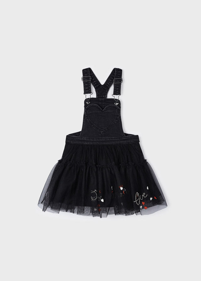 Mayoral Girls Black Denim Pinafore Dress