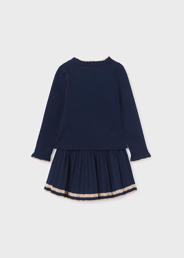 Abel & Lula Girls Navy Blue Knitted Skirt Set