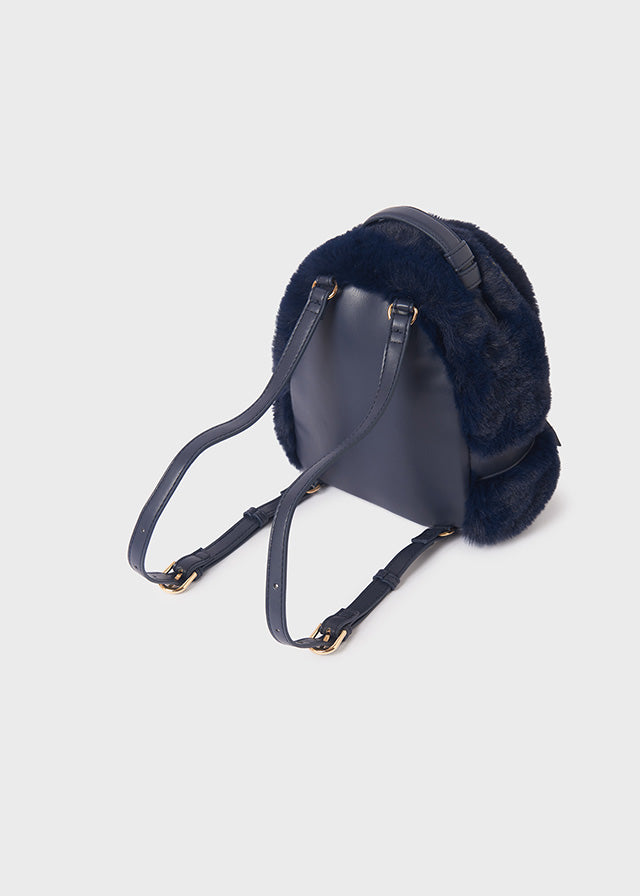 Abel & Lula Girls Navy Blue Faux Fur Backpack (22cm)