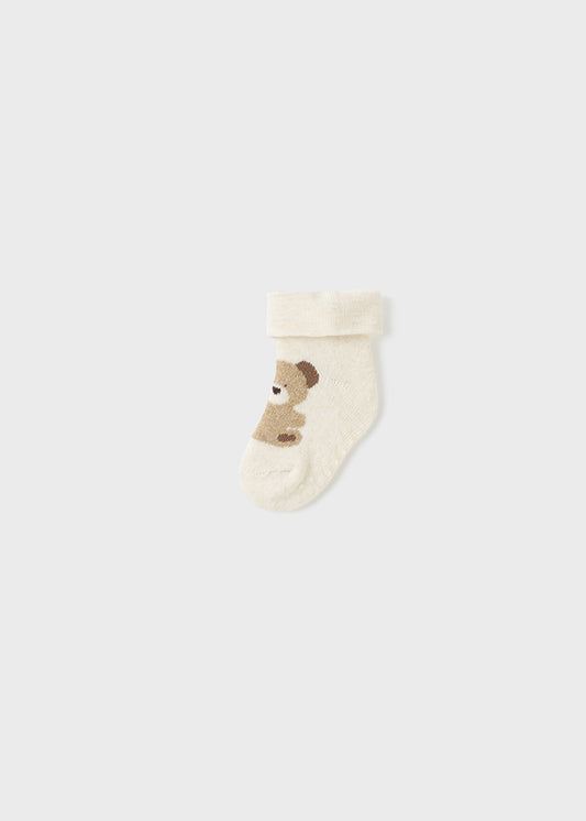 Mayoral Ivory Teddy Bear Cotton Baby Socks Non-slip socks