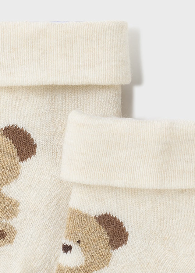 Mayoral Ivory Teddy Bear Cotton Baby Socks Non-slip socks