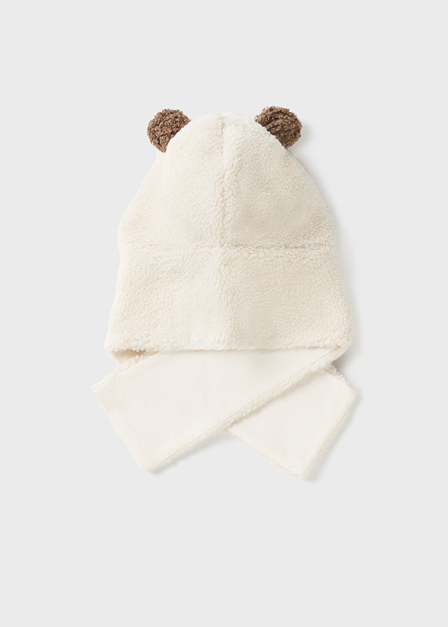 Mayoral Baby Shearling Bear Hat-scarf set
