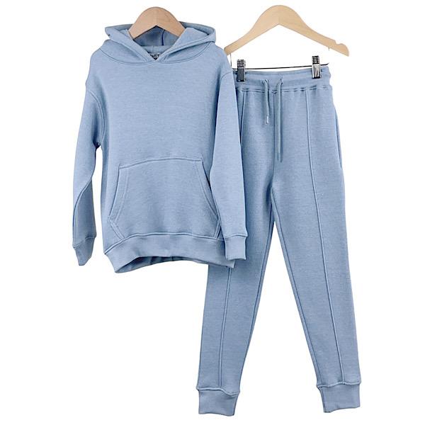 Boys Sky Blue Piped Hooded 2PC Lounge Suit