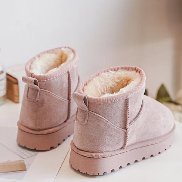 Kids Baby Pink Sheepskin Suede Look Boot