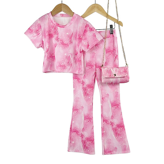 Girls Hot Pink Tye Dye Flare Set