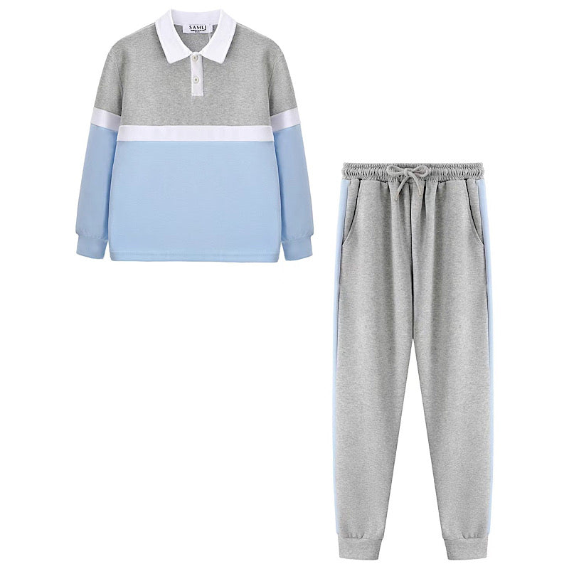 Boys Three-Tone Grey, White and Blue 2pc