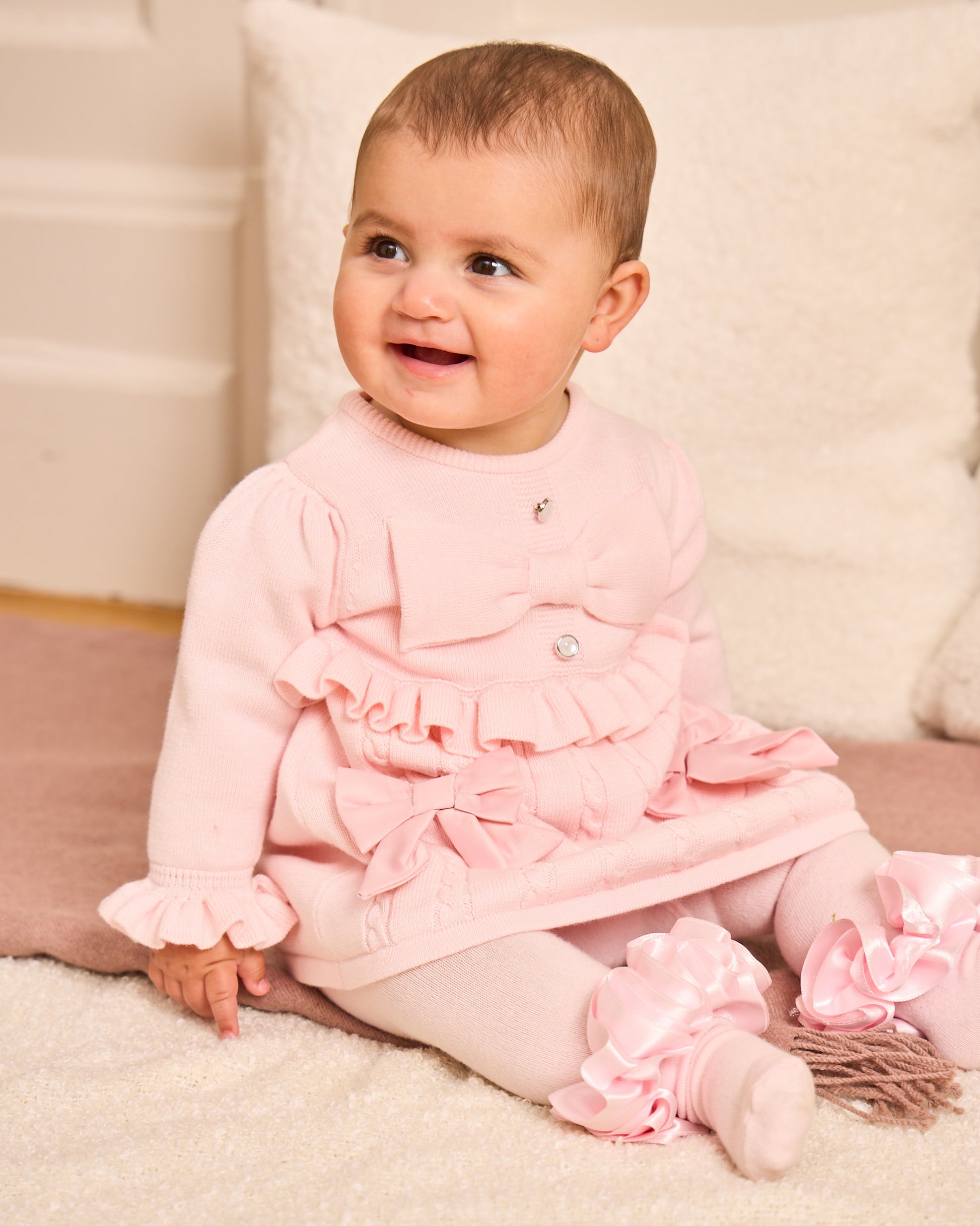 Caramelo Kids Baby Girls Pink Knitted Dress