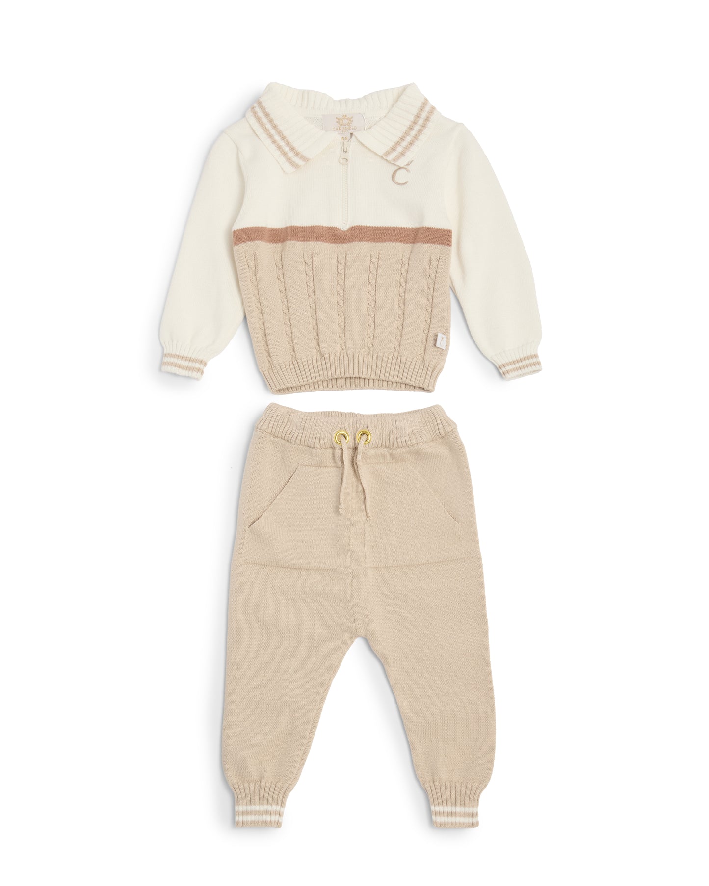 Caramelo Kids Baby Boys Mink Knitted Tracksuit