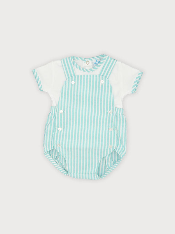 Sardon Mint Striped Dungree Set