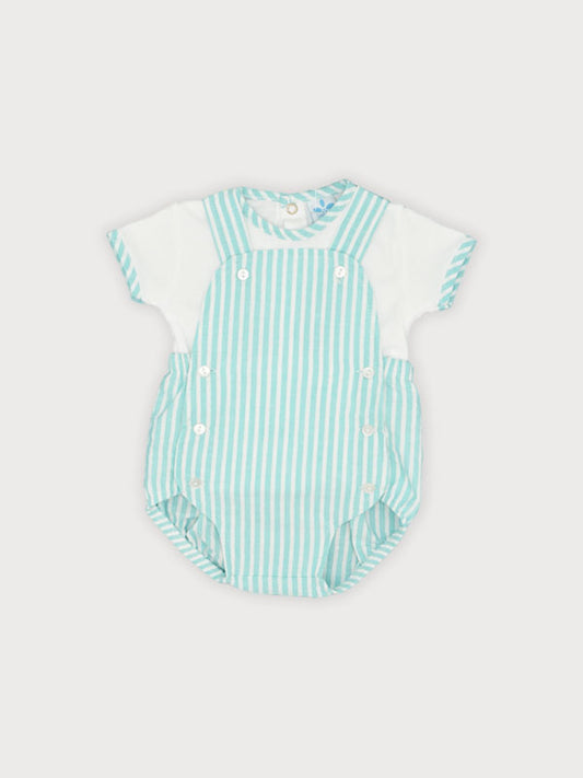 Sardon Mint Striped Dungree Set