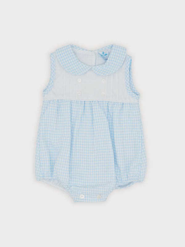 Sardon Baby Blue Ginhgam Romper