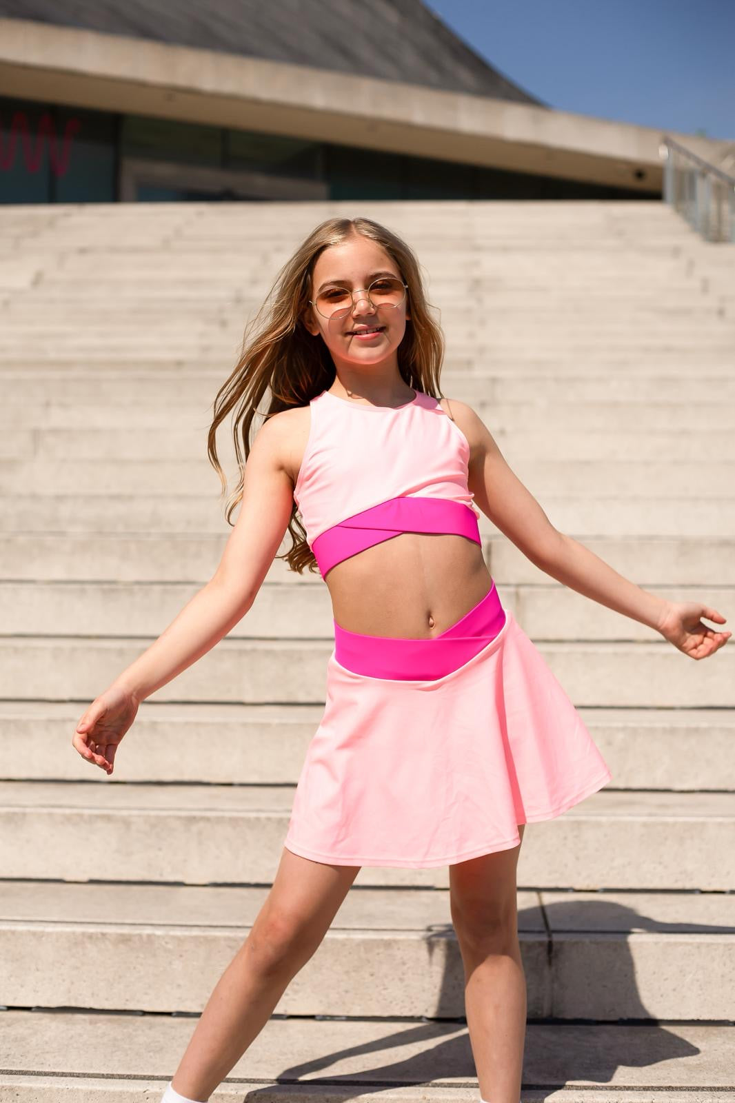 Girls Peach Skort and Crop top, Girls gym wear, Girls athleisure, time for tennis, wimbledon ready!