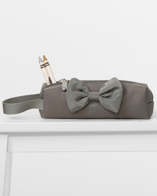 Caramelo Kids Grey Pencil Case with Bow