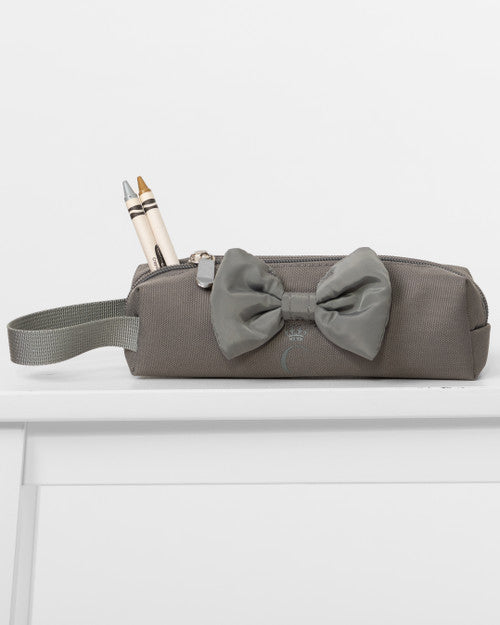 Caramelo Kids Grey Pencil Case with Bow