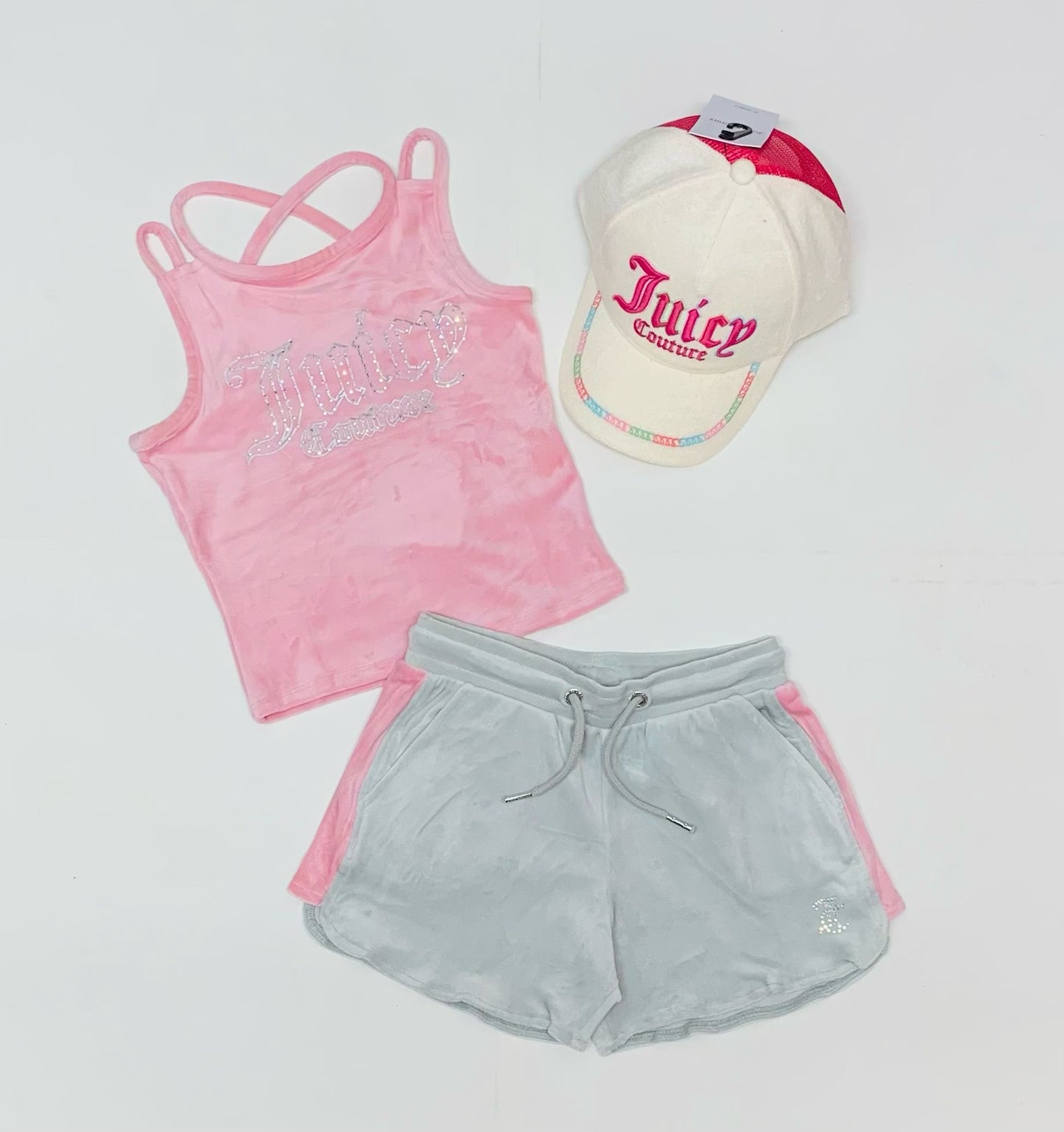 Juicy Couture Pearl Blue Strappy Top & Runner Shorts Set