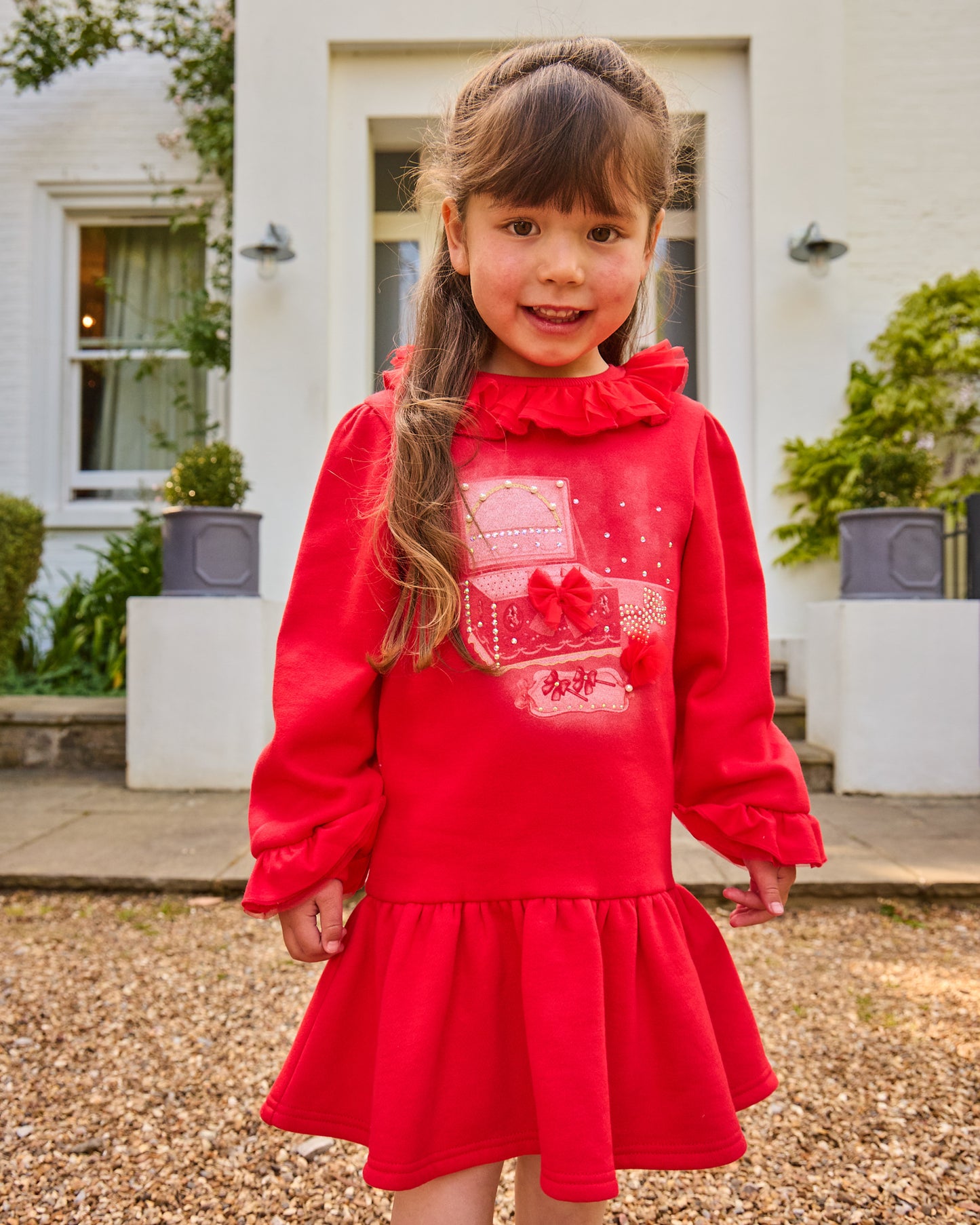 Caramelo Kids Girls Red Jewellery Box Sweater Dress