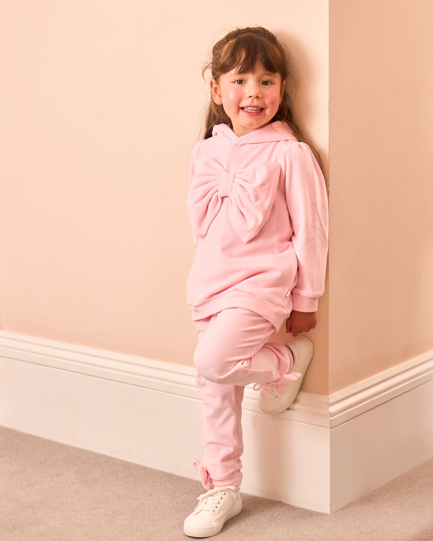 Caramelo Kids Girls Pink Velour Tracksuit