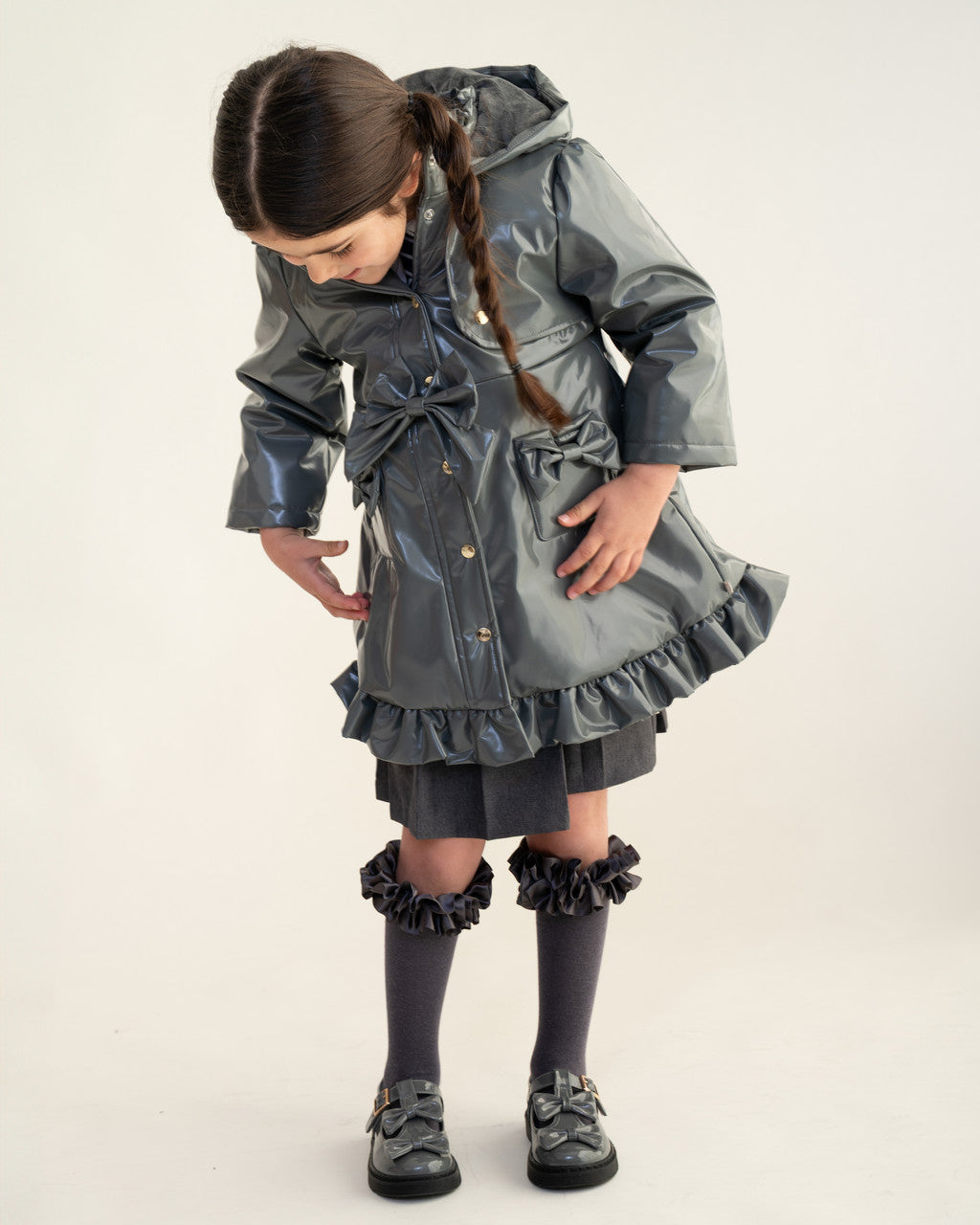 Caramelo Kids Grey Bow Rain Mac *Preorder